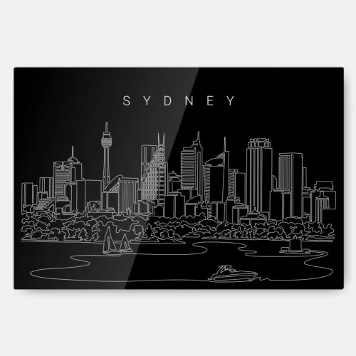 Sydney Skyline Metal Print Wall Art - Main - Dark