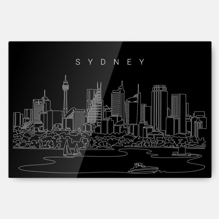 Sydney Skyline Metal Print Wall Art - Main - Dark