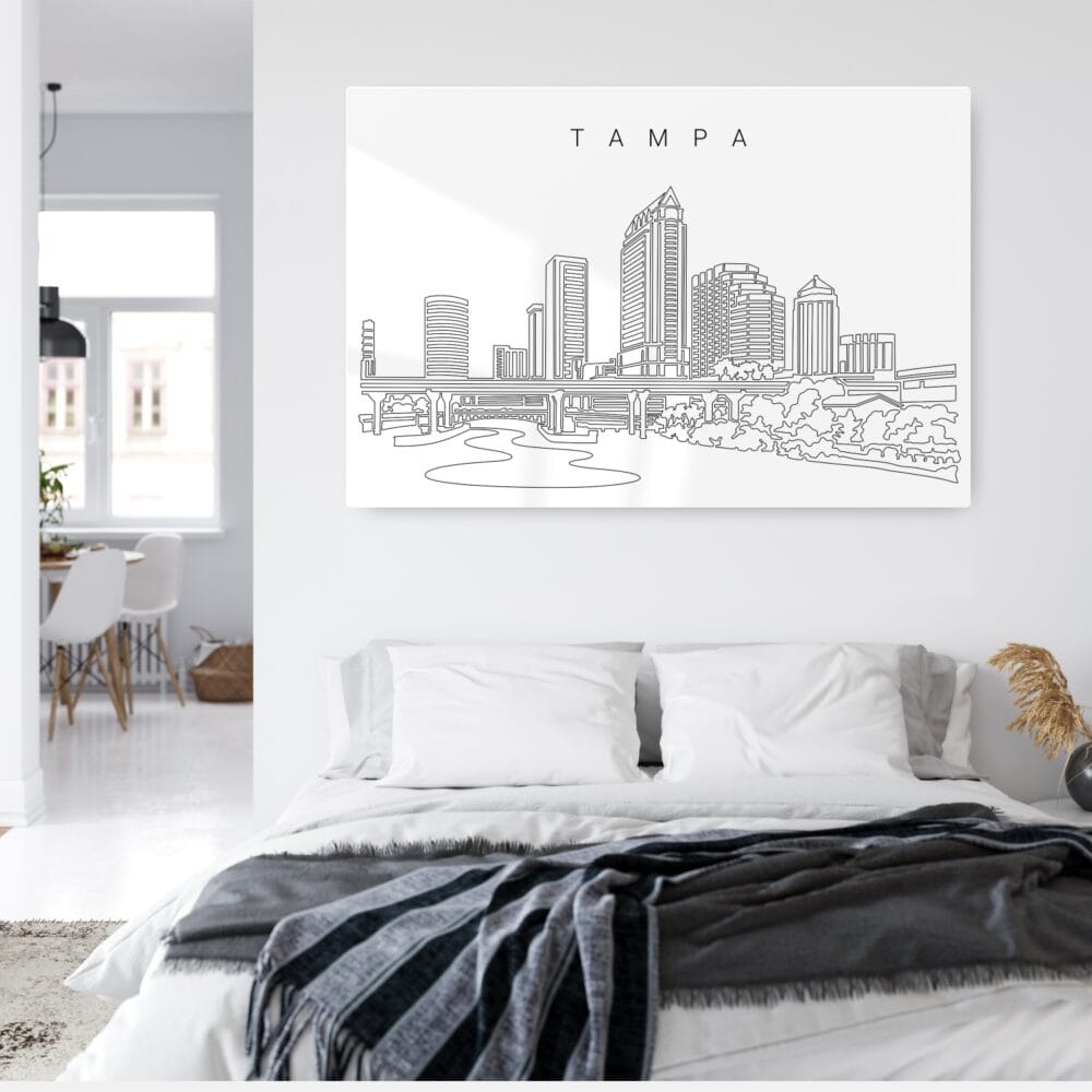 Tampa Skyline Metal Print - Bed Room - Light Tampa Skyline Metal Print - Bed Room - Light