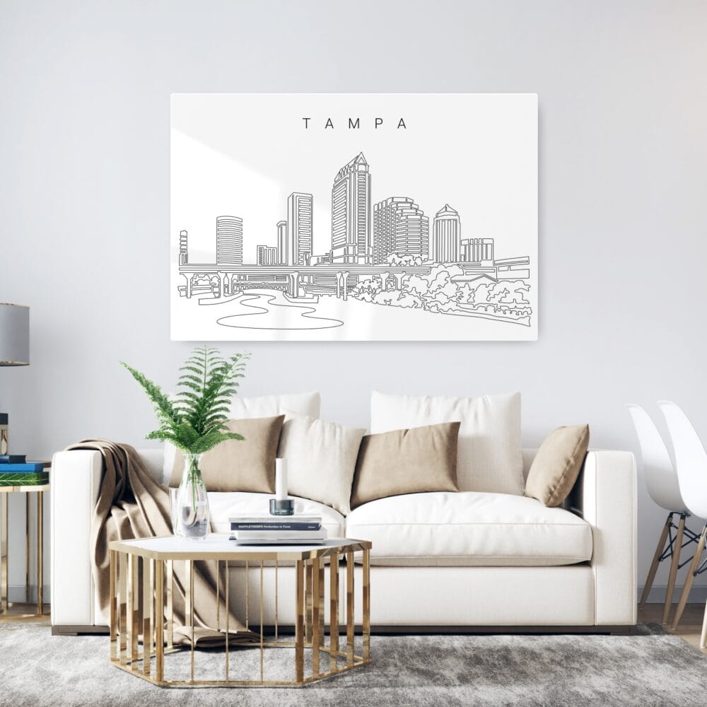 Tampa Skyline Metal Print - Living ROom - Light Tampa Skyline Metal Print - Living ROom - Light