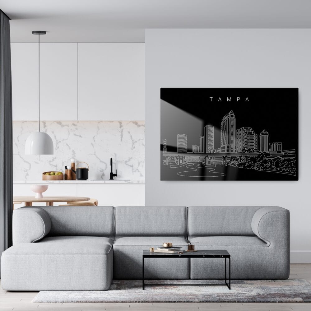 Tampa Skyline Metal Print - Living Room - Dark-1 Tampa Skyline Metal Print - Living Room - Dark-1
