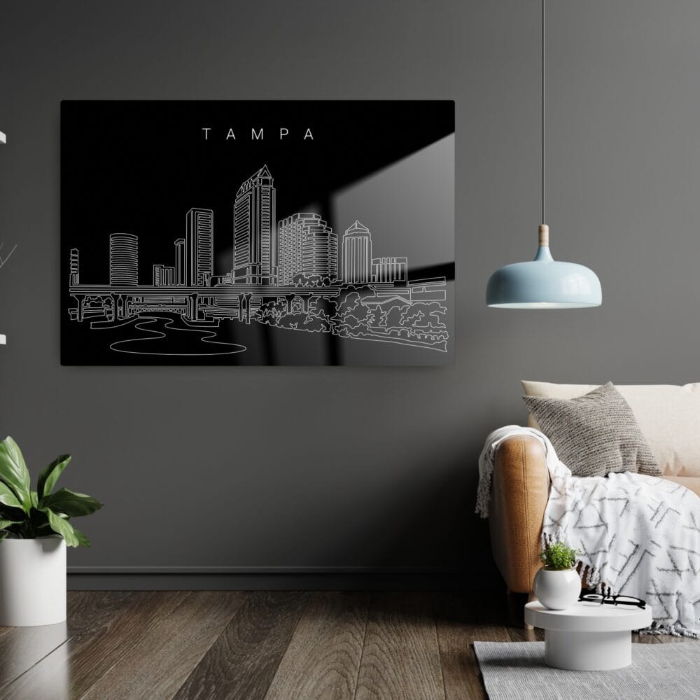Tampa Skyline Metal Print - Living Room - Dark Tampa Skyline Metal Print - Living Room - Dark