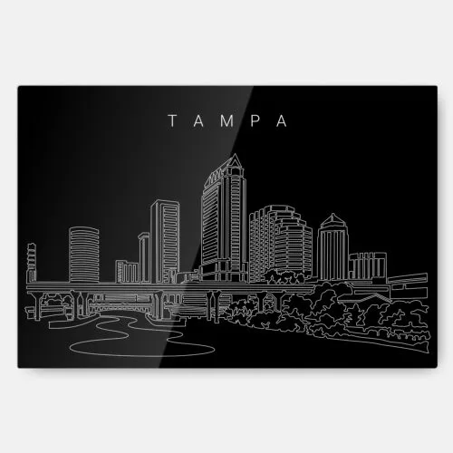 Tampa Skyline Metal Print Wall Art - Main - Dark