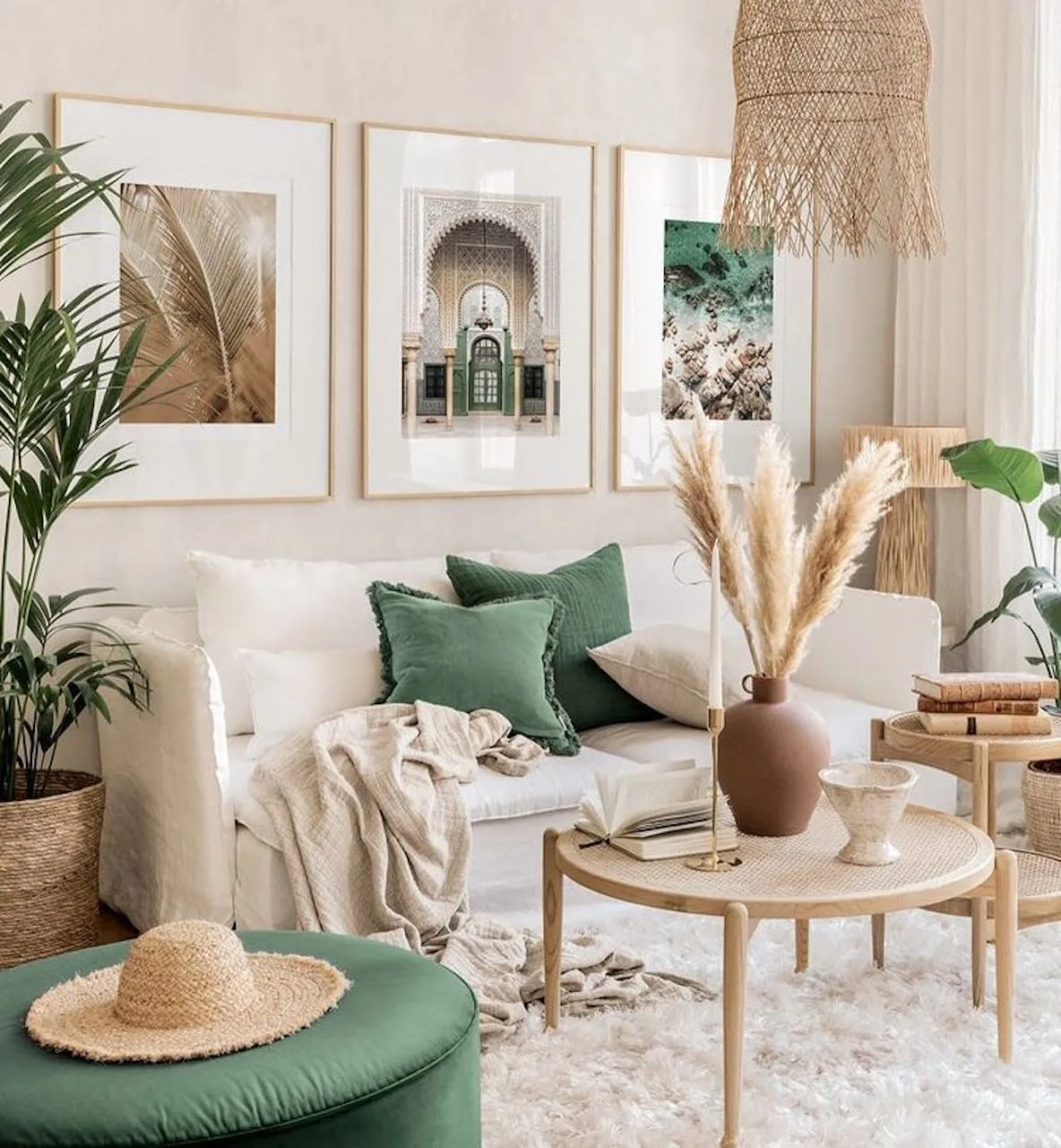 Boho Meets Beach: How to Design the Coastal Boho Interior of Your Dreams 5 coastal boho interior beach design pops of color green