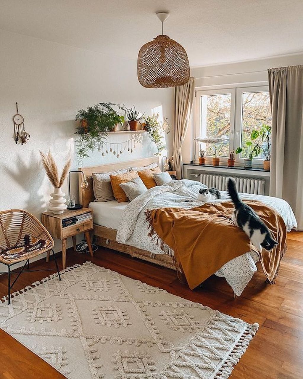 cozy earthy bedroom organic light