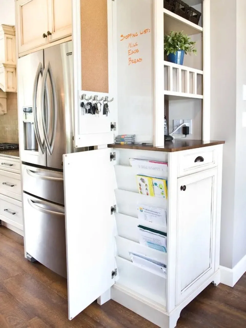 Aesthetic Drop Zone Ideas For Every Area Of Your Home: Organizing Your Life 4 drop-zone-ideas-command-center_kitchen-hidden-storage