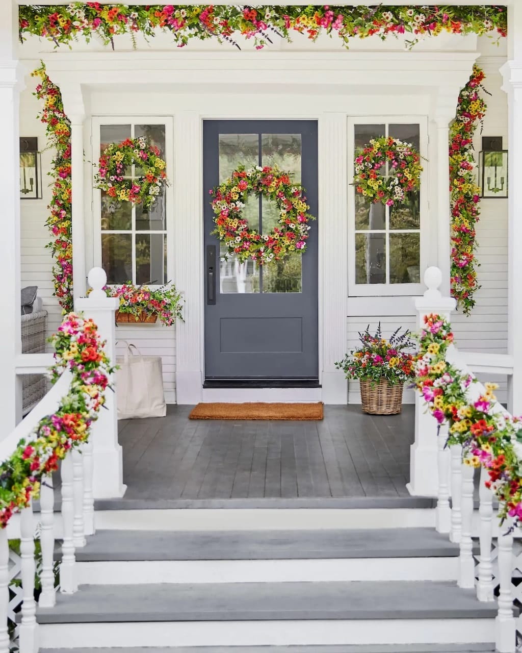 20+ Charming Easter Front Porch Decor Ideas - With Products You'll Love 8 easter front porch decor ideas floral garlands