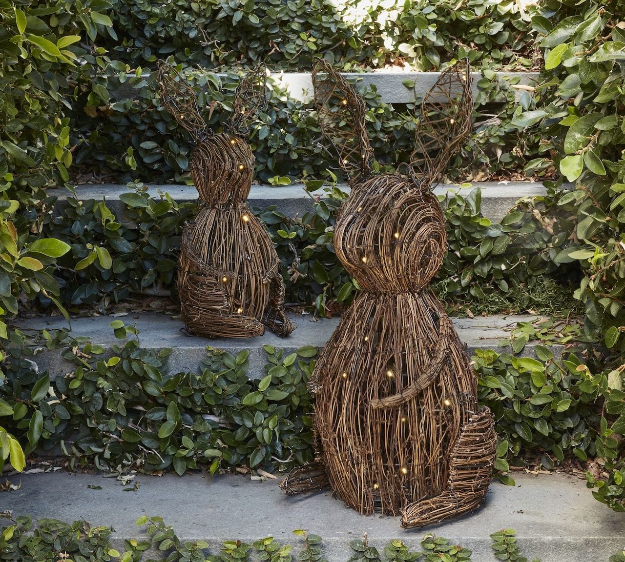 easter front porch decor ideas rattan bunnies