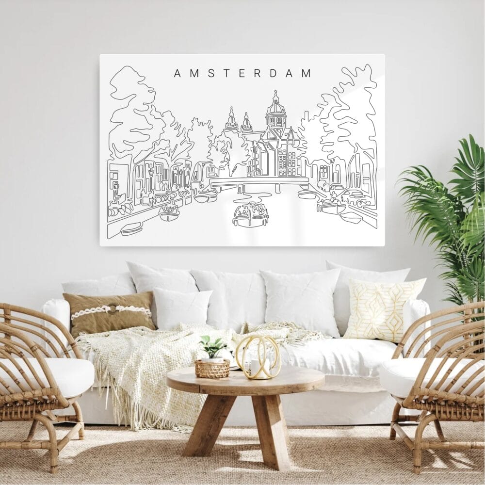 Amsterdam Skyline Metal Print - Living Room - Light Amsterdam Skyline Metal Print - Living Room - Light