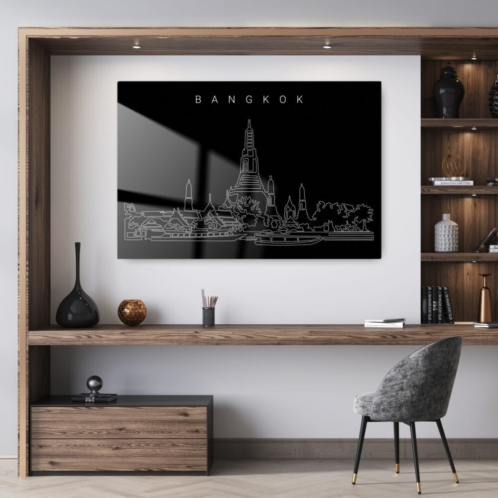 Bangkok Wat Arun Temple Metal Print - Office - Dark Bangkok Wat Arun Temple Metal Print - Office - Dark