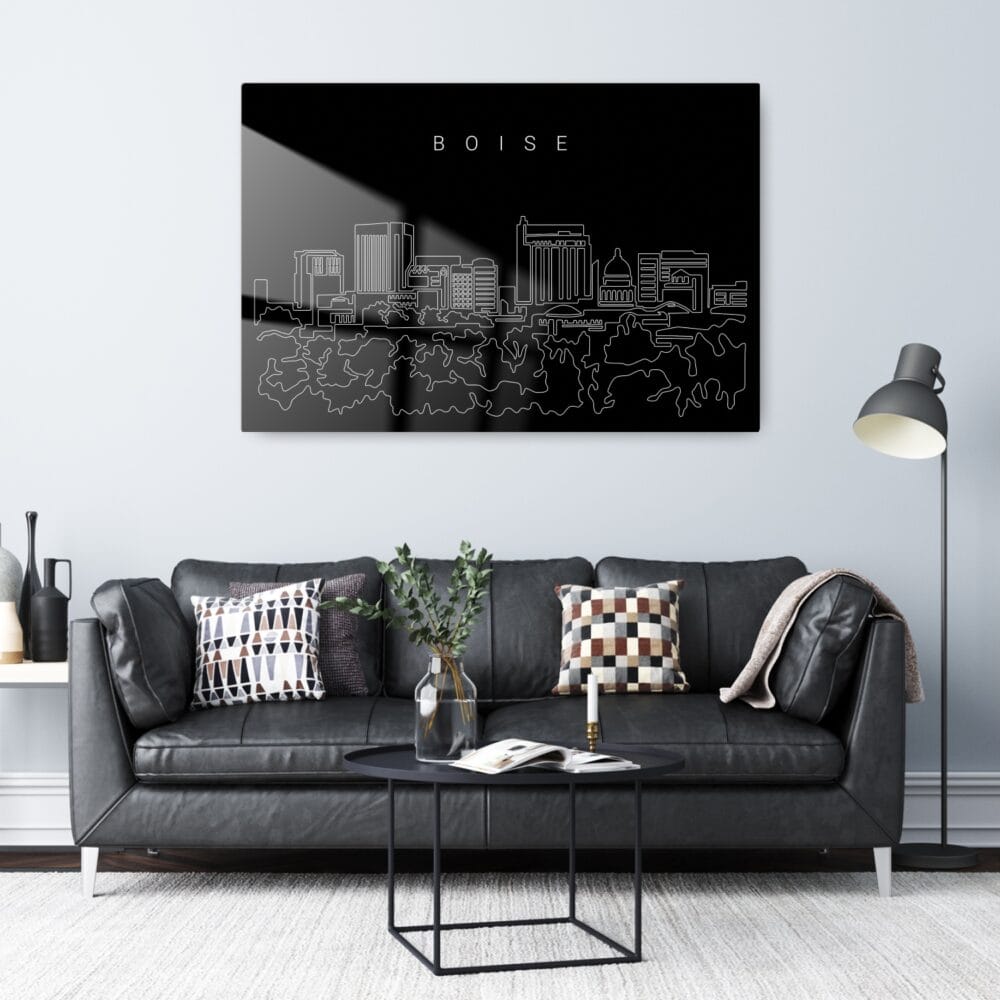 Boise Skyline Metal Print - Living ROom - Dark Boise Skyline Metal Print - Living ROom - Dark