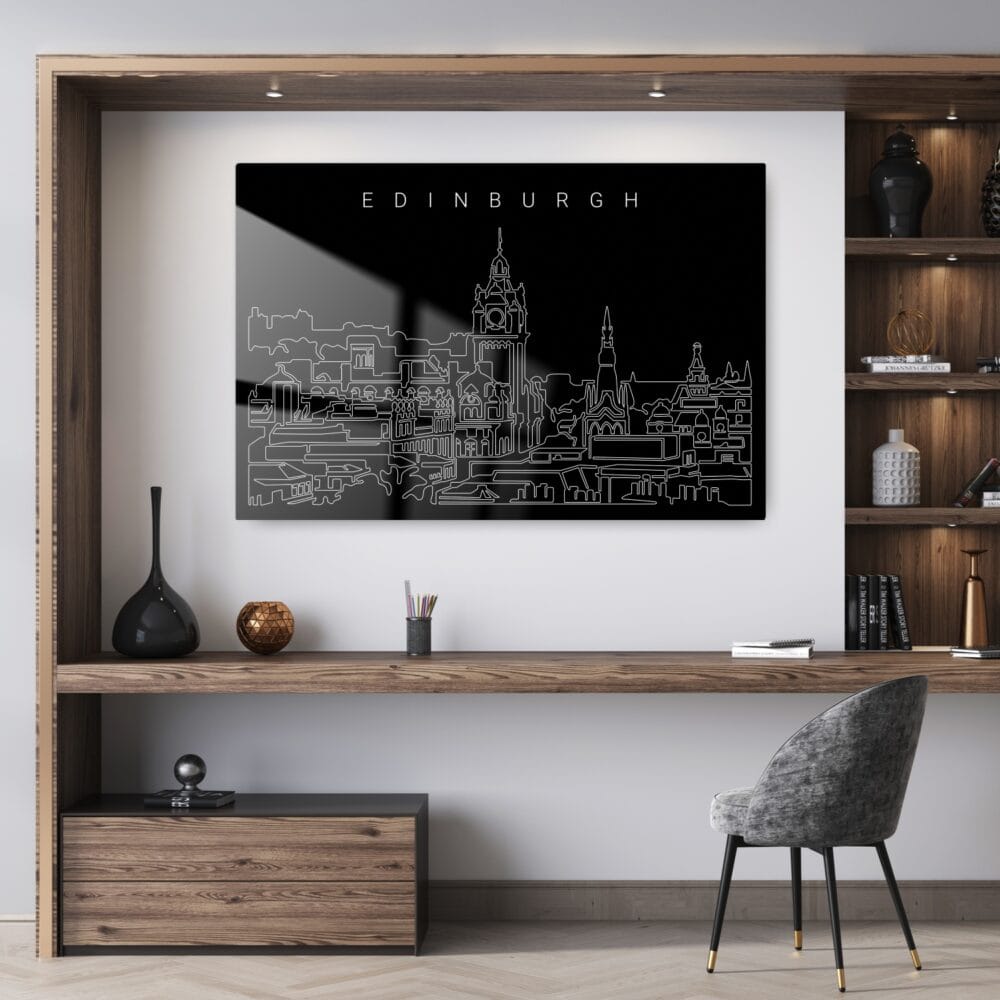 Edinburgh Skyline Metal Print - Office - Dark Edinburgh Skyline Metal Print - Office - Dark
