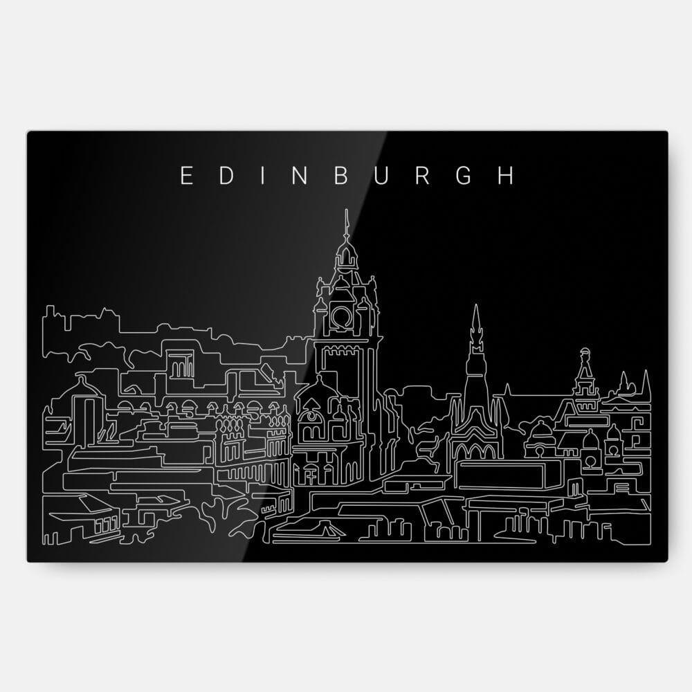 Edinburgh Skyline Metal Print Wall Art - Main - Dark