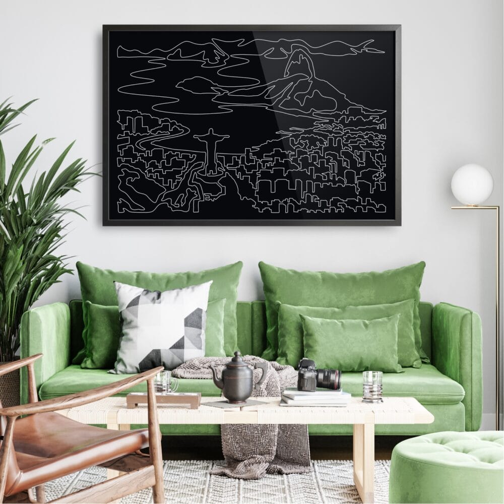 Framed Rio De Janeiro Wall Art for Living Room - Dark Framed Rio De Janeiro Wall Art for Living Room - Dark
