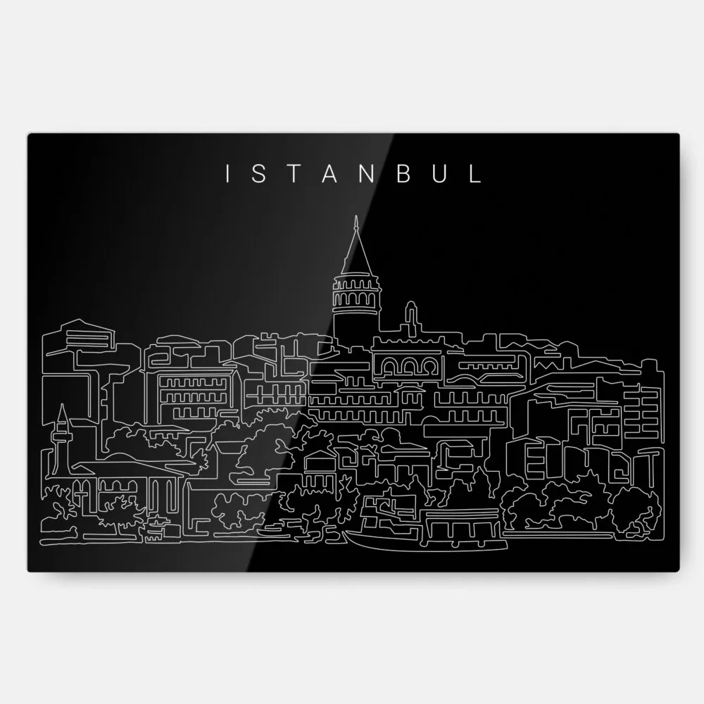 Istanbul Skyline Metal Print Wall Art - Main - Dark