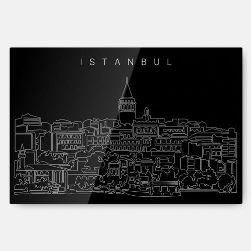 Istanbul Skyline Metal Print Wall Art - Main - Dark