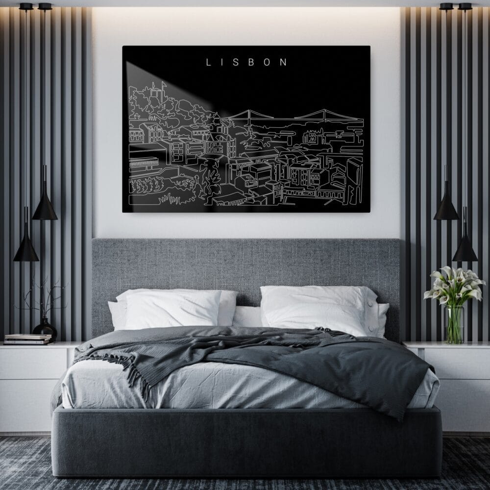Lisbon Skyline Metal Print - Bedroom - Dark Lisbon Skyline Metal Print - Bedroom - Dark