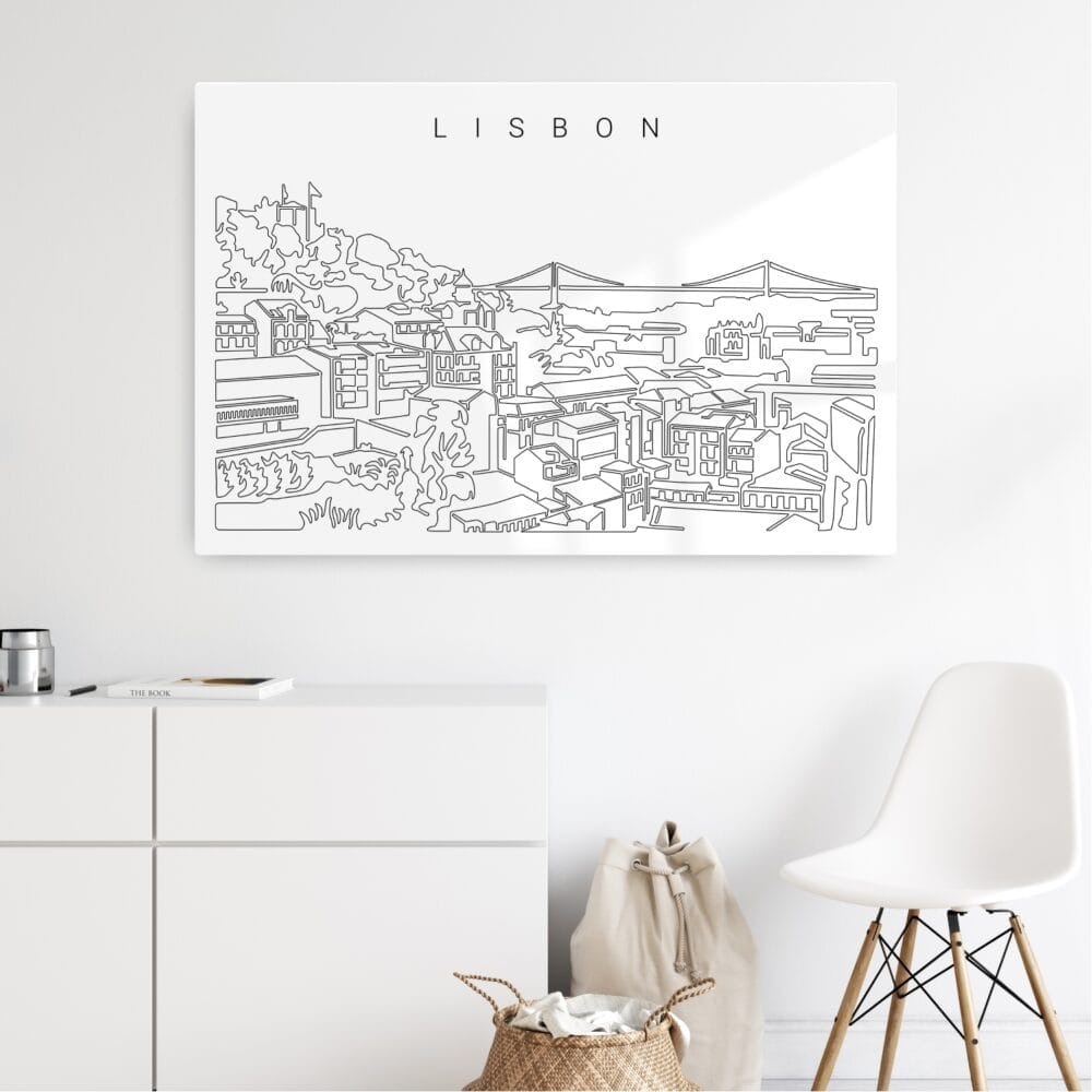 Lisbon Skyline Metal Print - Hallway - Light Lisbon Skyline Metal Print - Hallway - Light