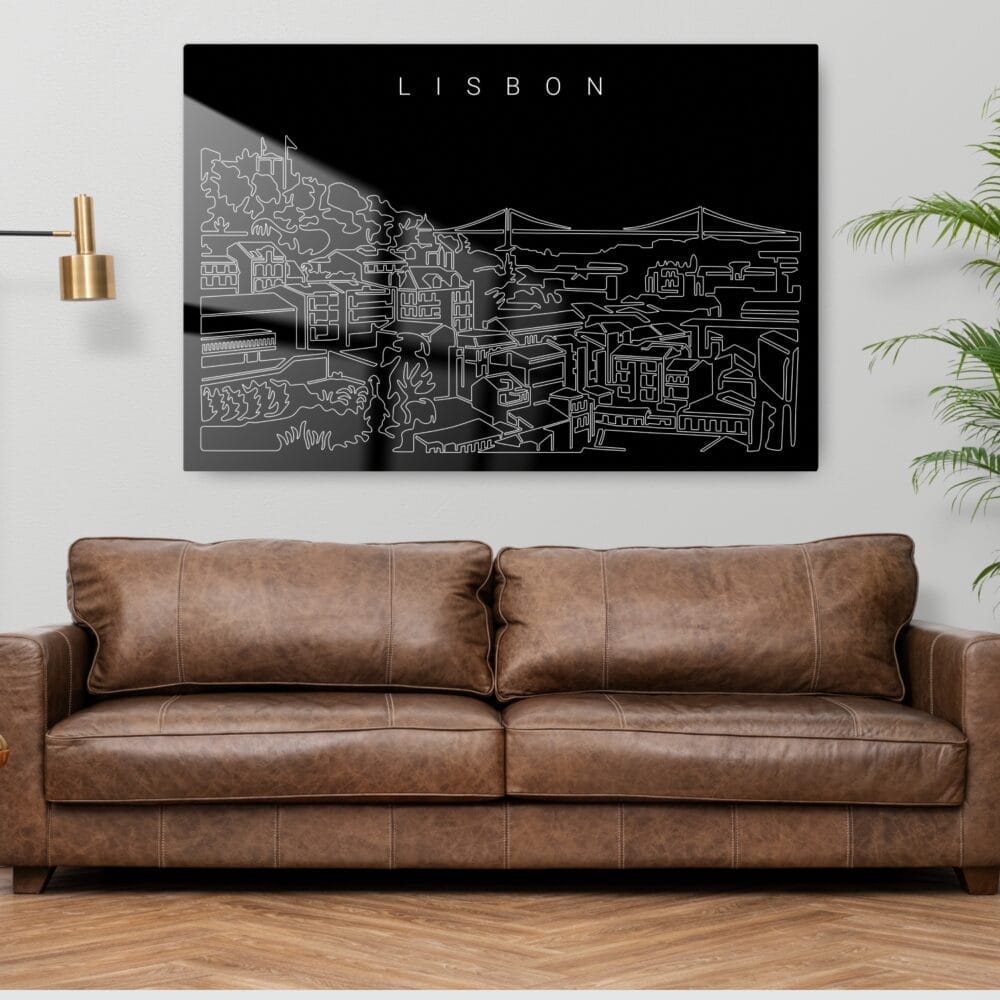 Lisbon Skyline Metal Print - Living ROom - Dark Lisbon Skyline Metal Print - Living ROom - Dark