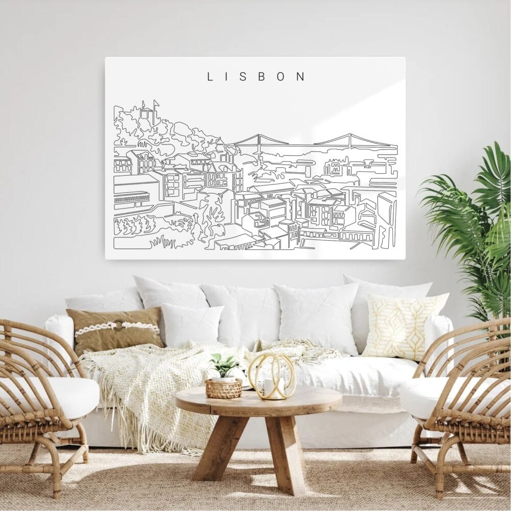 Lisbon Skyline Metal Print - Living Room - Light Lisbon Skyline Metal Print - Living Room - Light