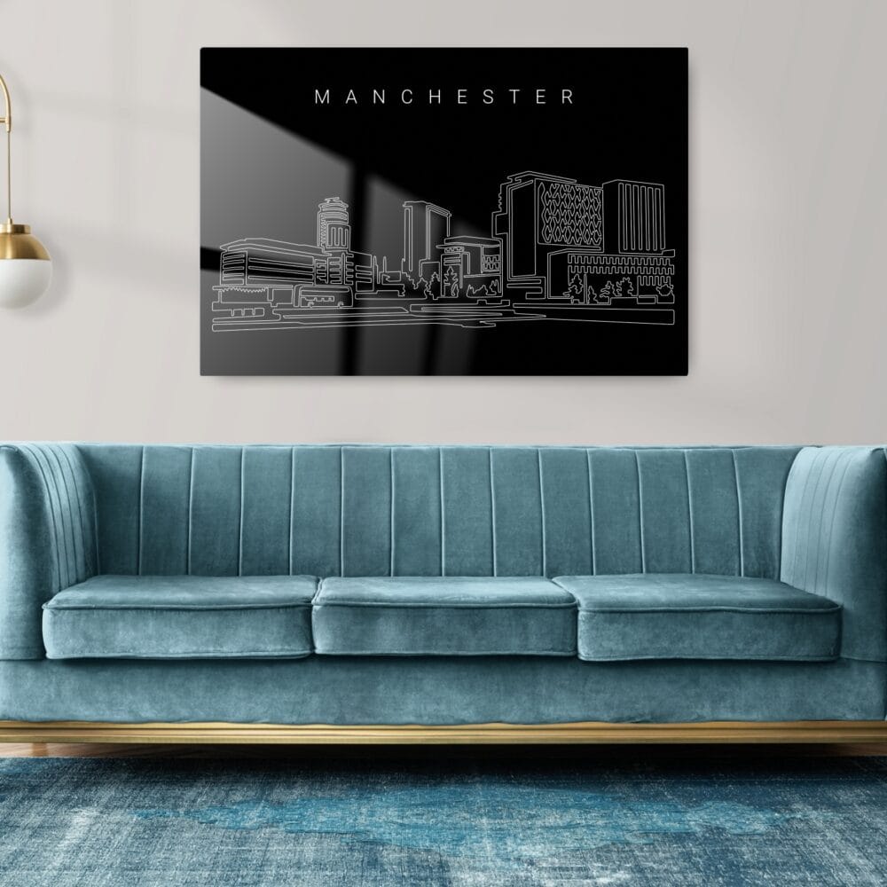 Manchester Skyline Metal Print - Living Room - Dark Manchester Skyline Metal Print - Living Room - Dark