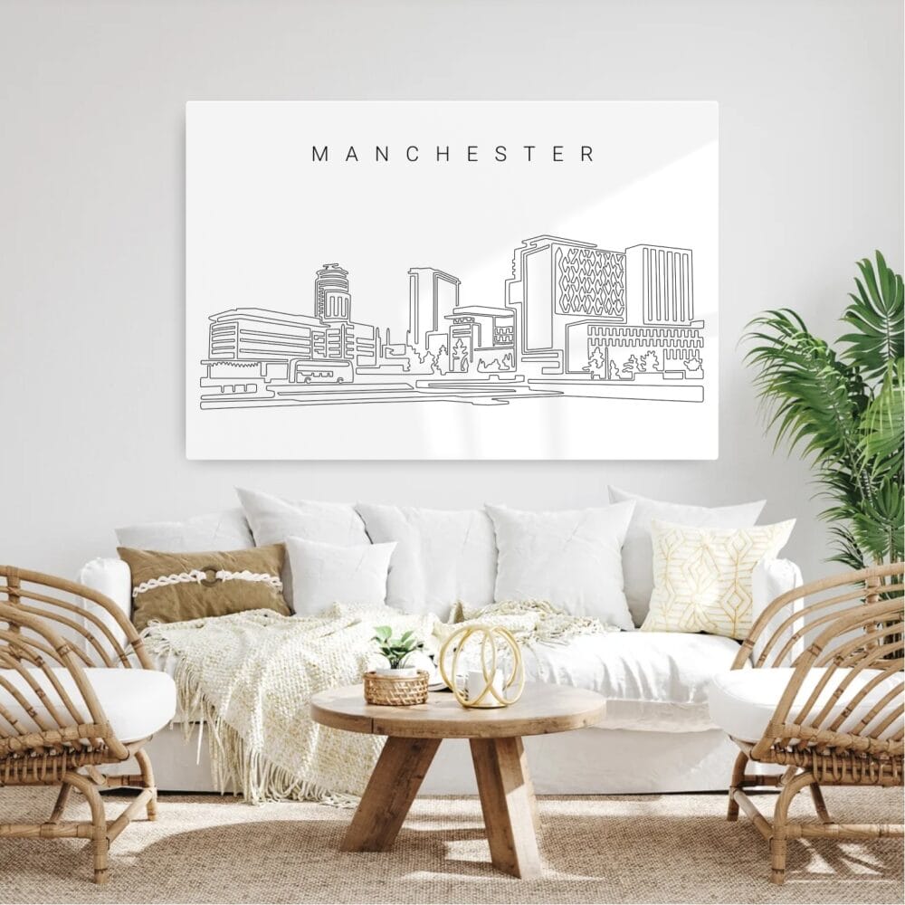Manchester Skyline Metal Print - Living Room - Light Manchester Skyline Metal Print - Living Room - Light