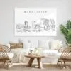 Manchester Skyline Metal Print - Living Room - Light