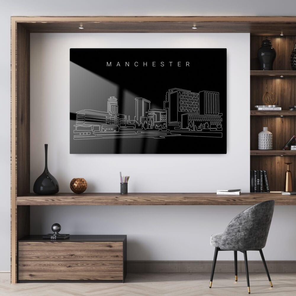 Manchester Skyline Metal Print - Office - Dark Manchester Skyline Metal Print - Office - Dark