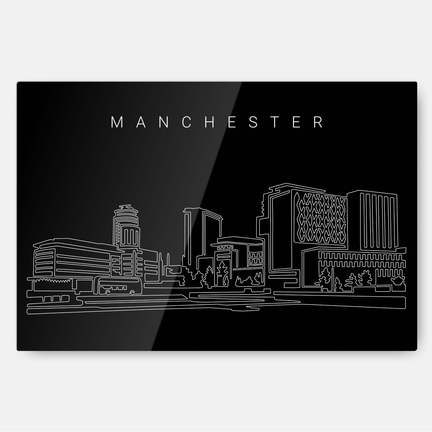 Manchester Skyline Line Art Metal Print
