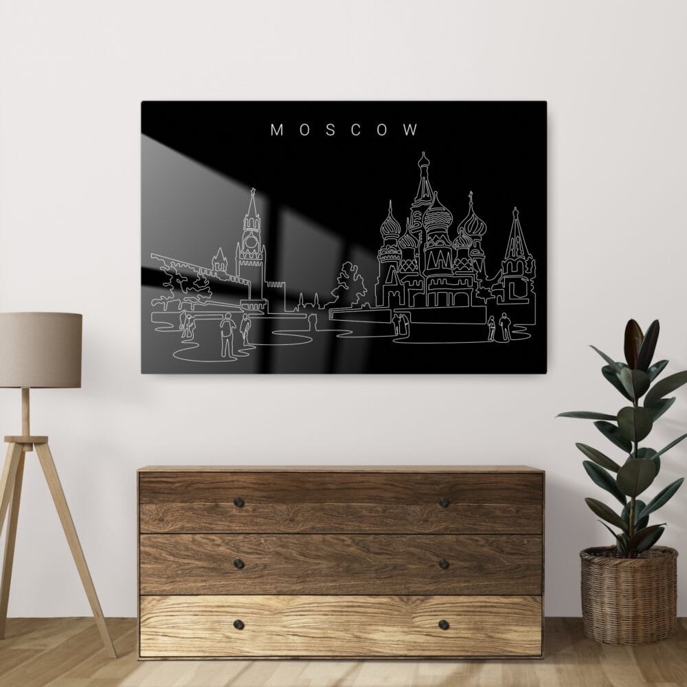 Moscow Skyline Metal Print - Lower Shelf - Light Moscow Skyline Metal Print - Lower Shelf - Light