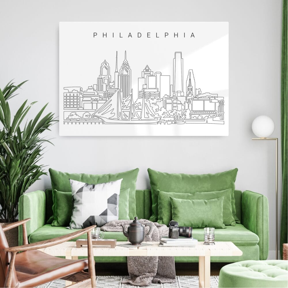 Philadelphia Skyline Metal Print - Living Room - Light Philadelphia Skyline Metal Print - Living Room - Light