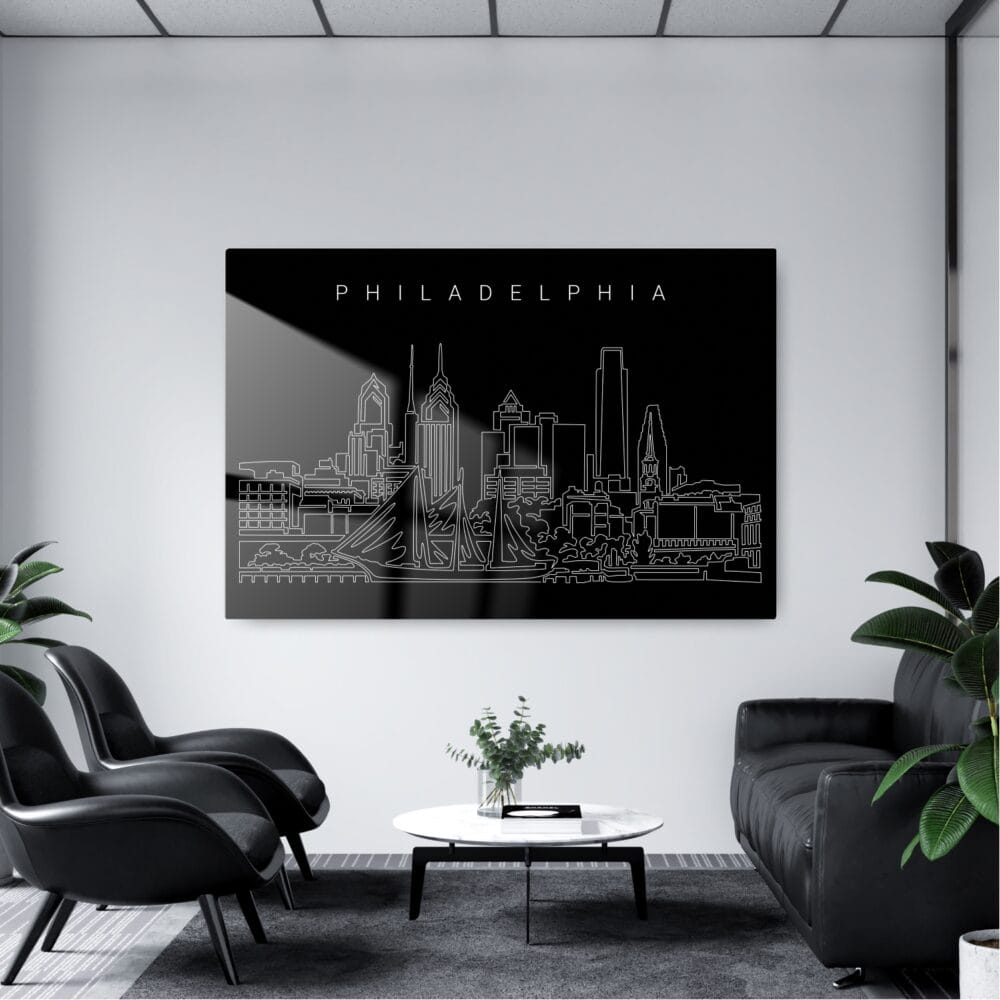 Philadelphia Skyline Metal Print - Office - Dark Philadelphia Skyline Metal Print - Office - Dark