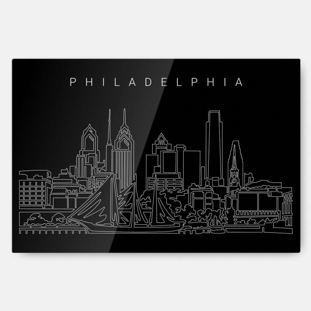 Philadelphia Skyline Metal Print Wall Art - Main - Dark