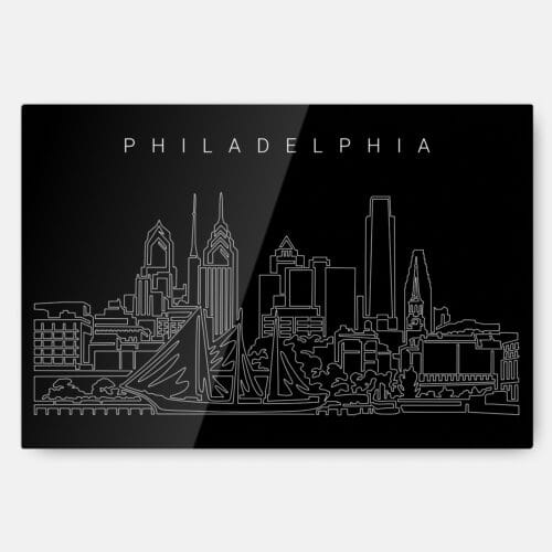Philadelphia Skyline Line Art Metal Print