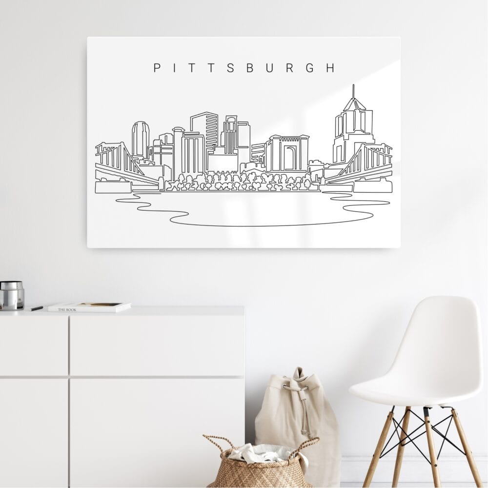 Pittsburgh Skyline Metal Print - Hallway - Light Pittsburgh Skyline Metal Print - Hallway - Light