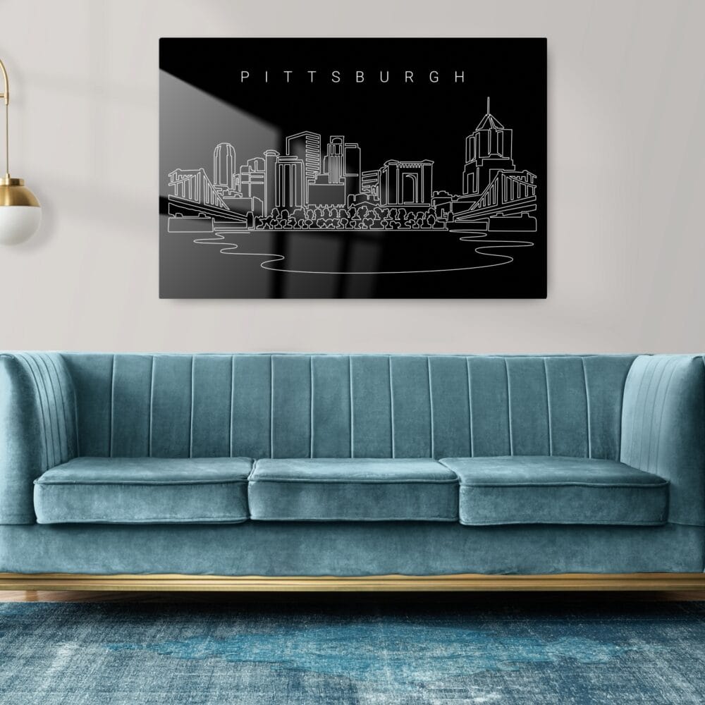 Pittsburgh Skyline Metal Print - Living Room - Dark Pittsburgh Skyline Metal Print - Living Room - Dark