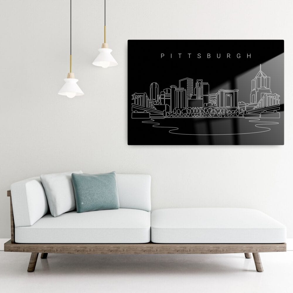 Pittsburgh Skyline Metal Print - Lounge Chair - Dark Pittsburgh Skyline Metal Print - Lounge Chair - Dark
