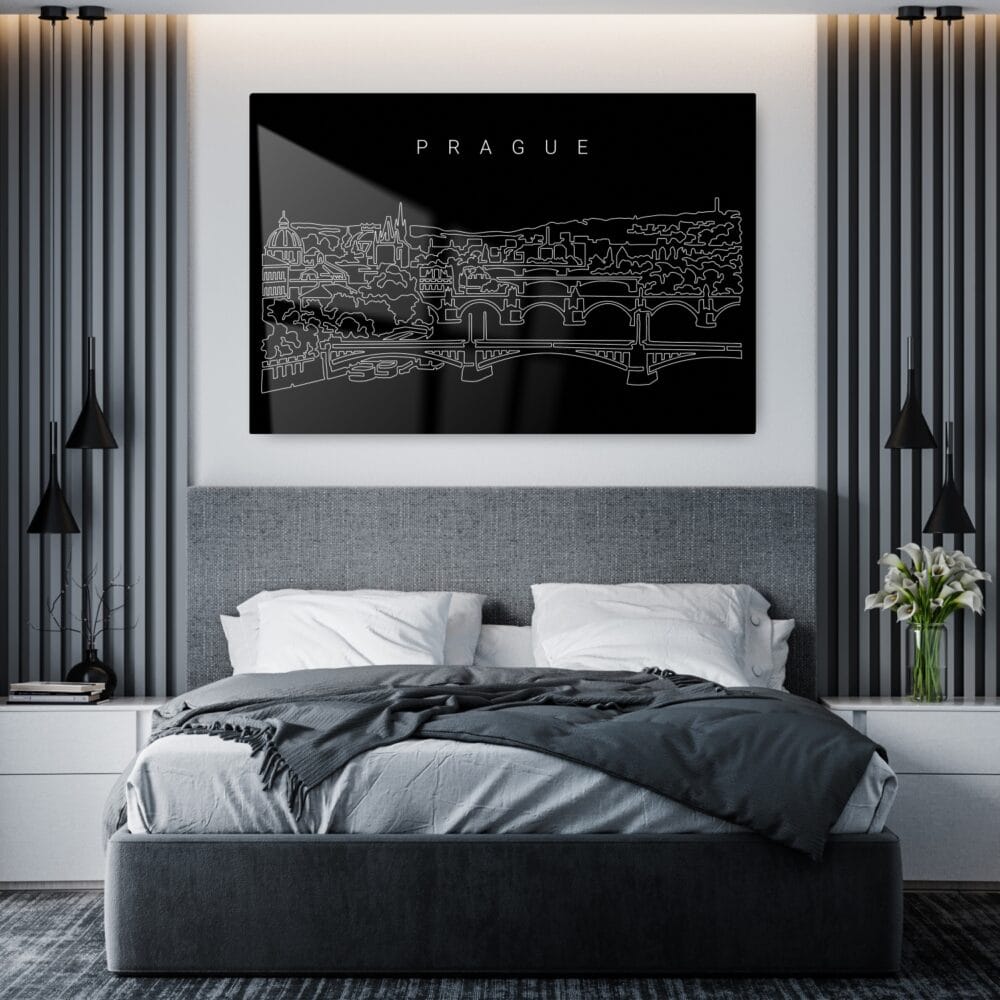 Prague Skyline Metal Print - Bedroom - Dark Prague Skyline Metal Print - Bedroom - Dark