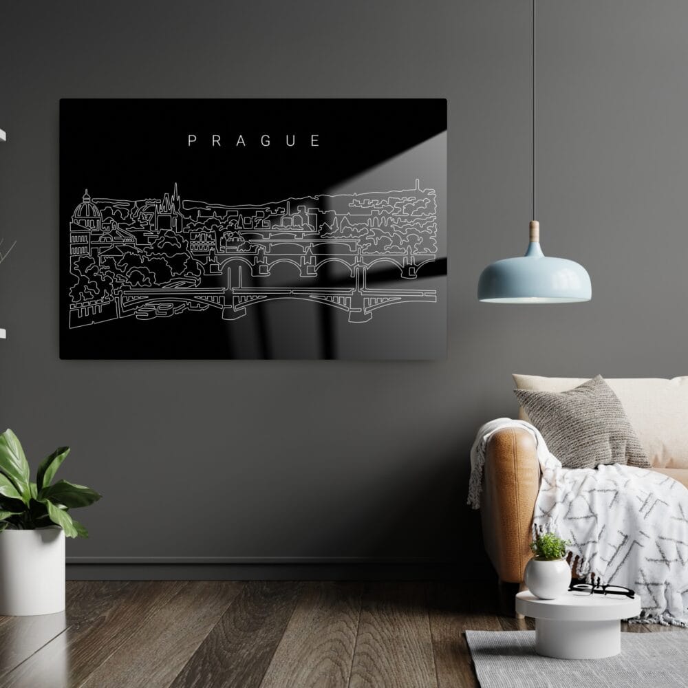 Prague Skyline Metal Print - Living Room - Dark Prague Skyline Metal Print - Living Room - Dark