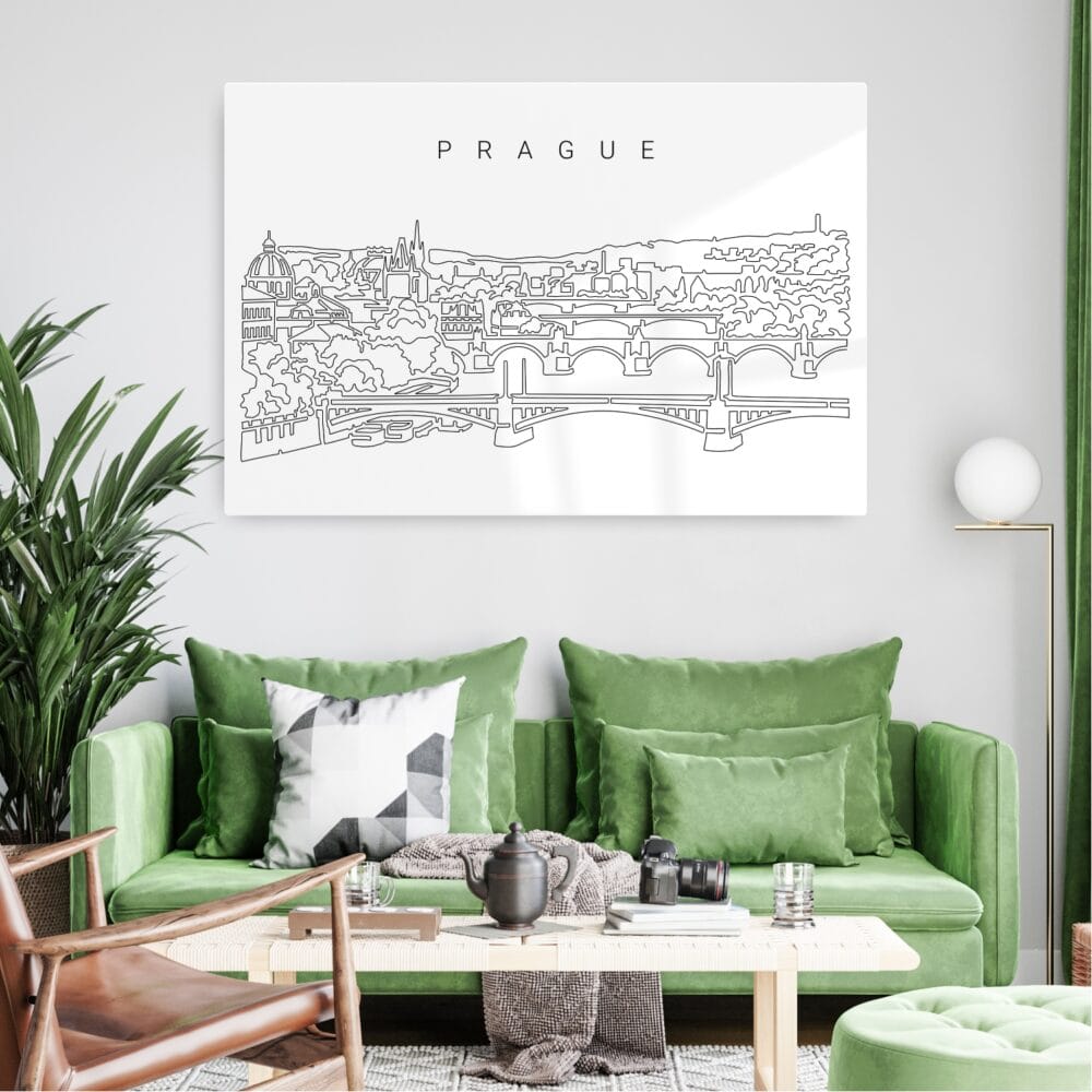 Prague Skyline Metal Print - Living Room - Light Prague Skyline Metal Print - Living Room - Light