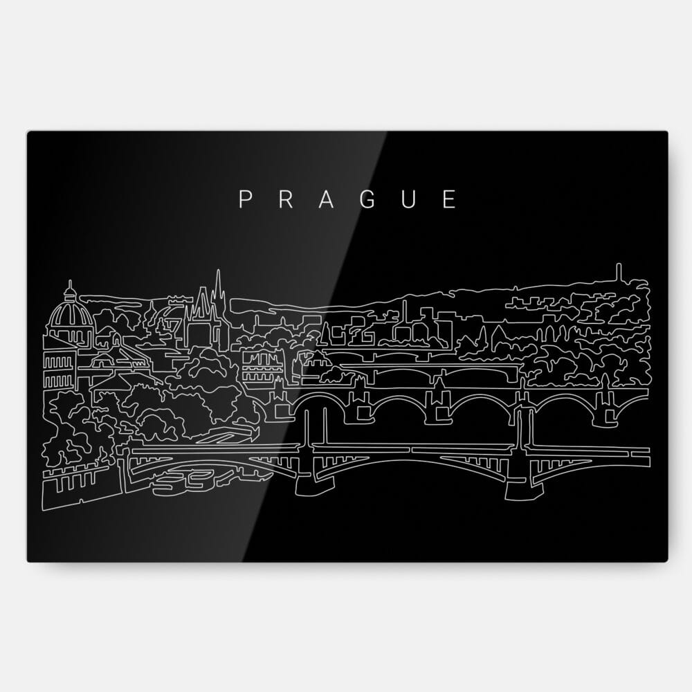 Prague Skyline Metal Print Wall Art - Main - Dark