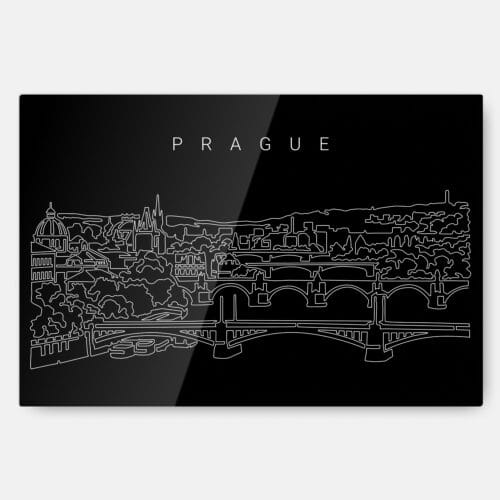 Prague Skyline Metal Print Wall Art - Main - Dark
