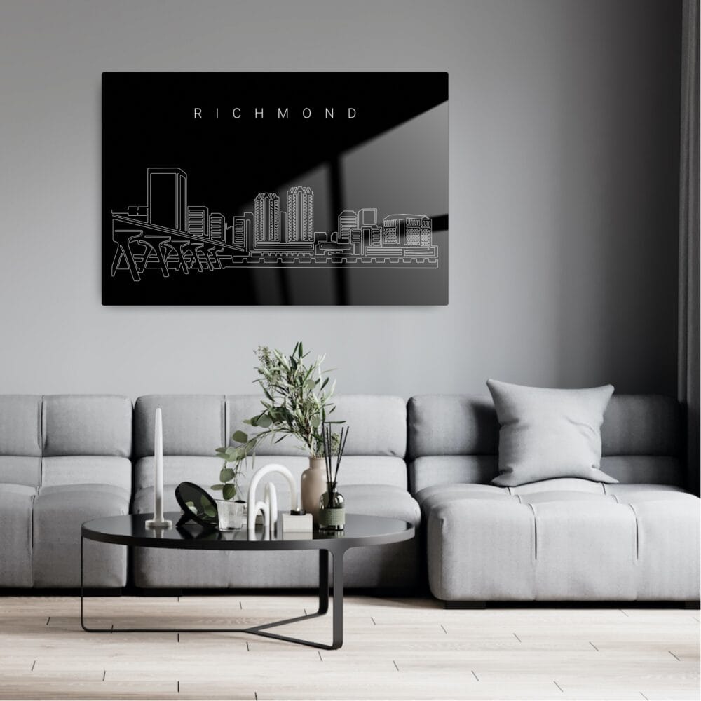 Richmond Skyline Metal Print - Living Room - Dark Richmond Skyline Metal Print - Living Room - Dark