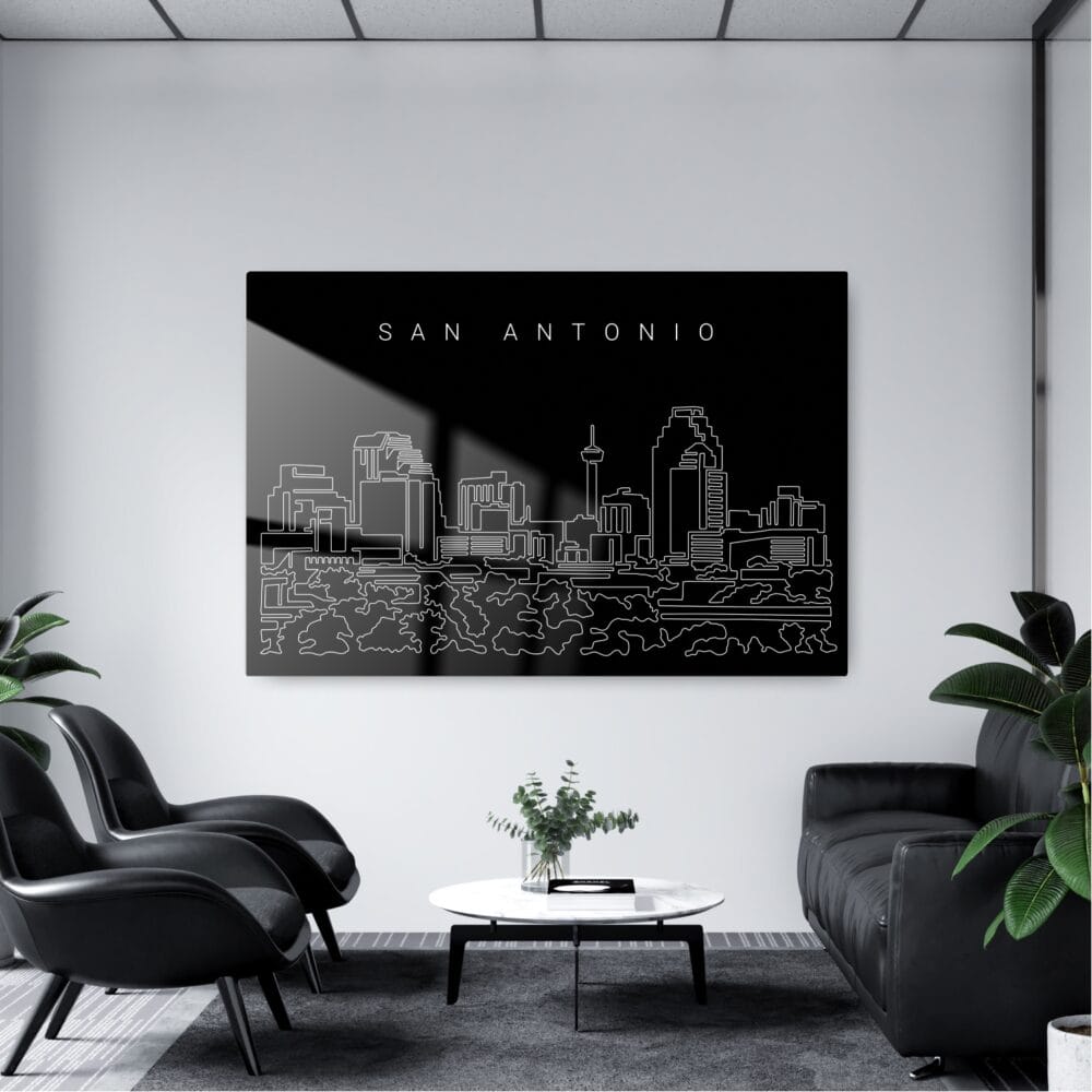San Antonio Skyline Metal Print - Office - Dark San Antonio Skyline Metal Print - Office - Dark