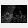 San Antonio Skyline Metal Print Wall Art - Main - Dark