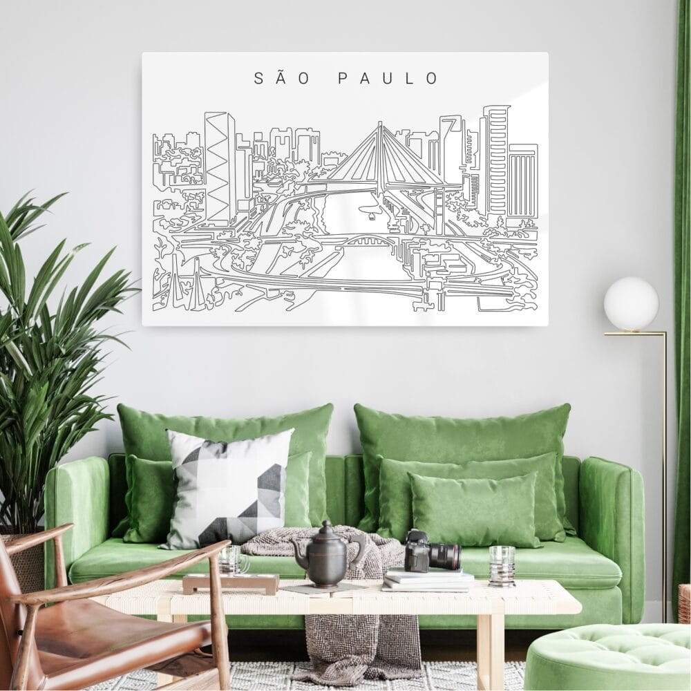 Sao Paulo Skyline Metal Print - Living Room - Light Sao Paulo Skyline Metal Print - Living Room - Light