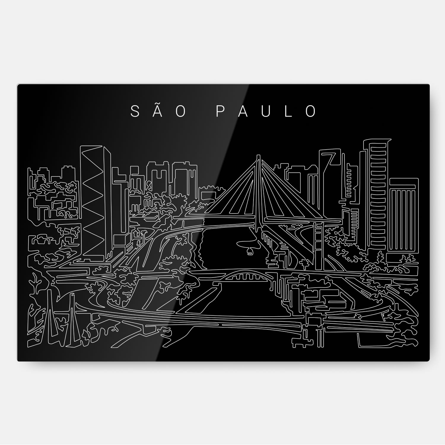 Sao Paulo Skyline Metal Print Wall Art - Main - Dark