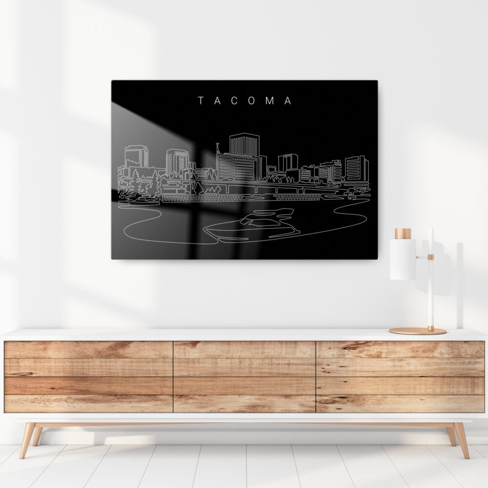 Tacoma Skyline Metal Print - Hallway - Dark Tacoma Skyline Metal Print - Hallway - Dark