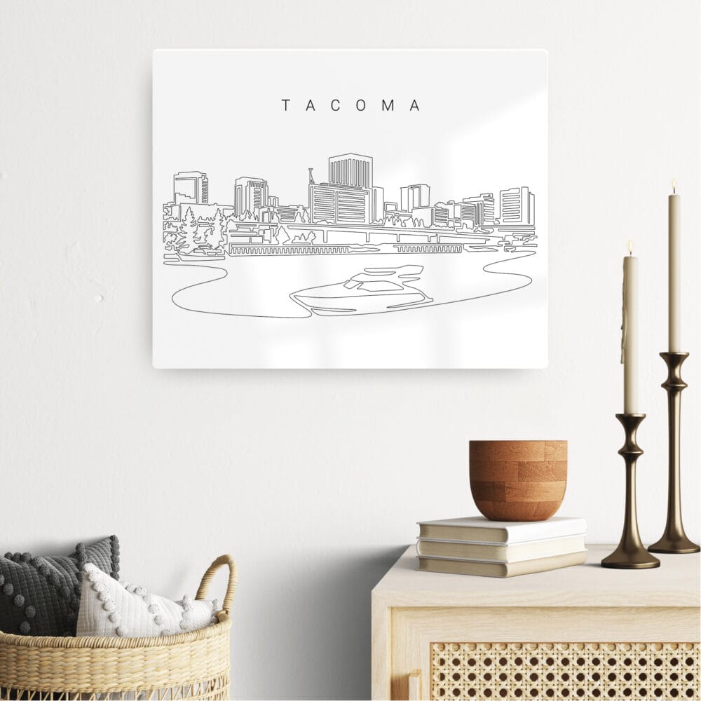 Tacoma Skyline Metal Print - Hallway - Light Tacoma Skyline Metal Print - Hallway - Light