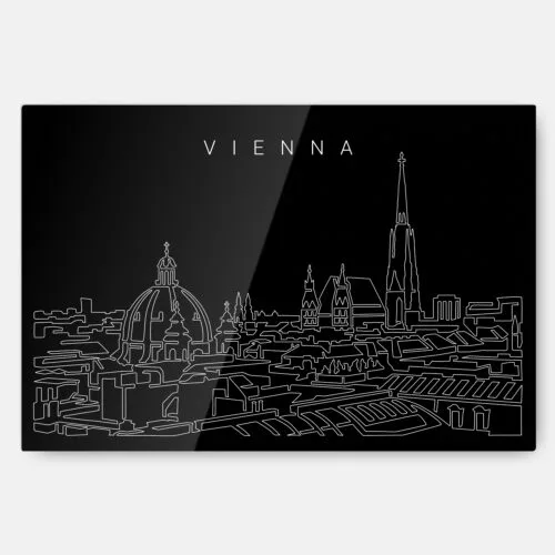 Vienna Skyline Metal Print Wall Art - Main - Dark
